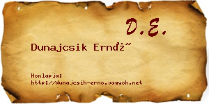 Dunajcsik Ernő névjegykártya